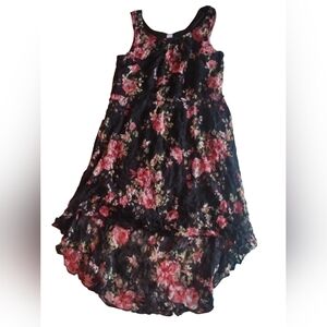 Floral Black and Pink Women's Dress